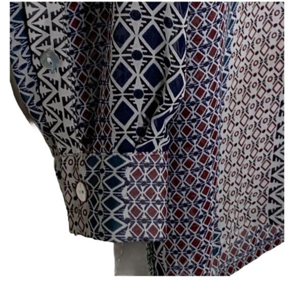 Anthropologie Ro & De XS Sheer Blouse Long Sleeve Gray Blue Boho Casual Top - Picture 4 of 12